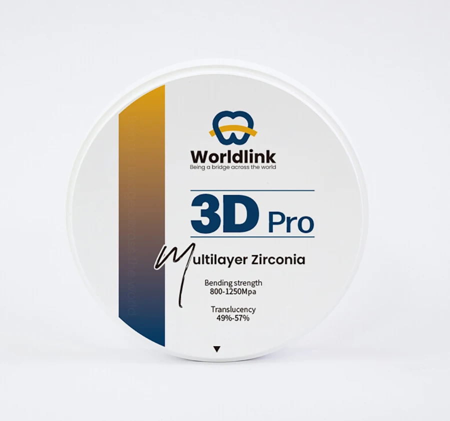 

WorldLink 3D Pro Multilayer Zirconia Ceramic Block Various Colors Strength High Translucent Layer for Crown Long bridges