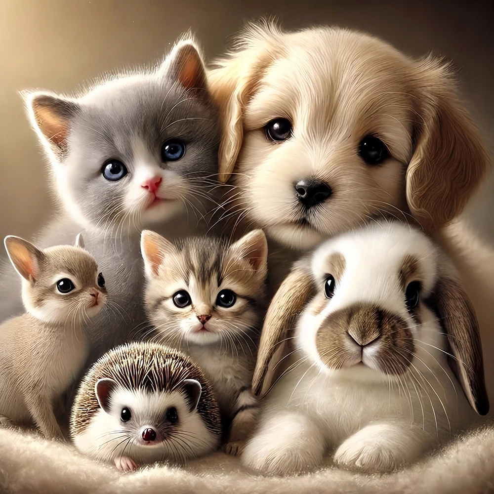 EverShine DIY 5D-Diamantgemälde, Hund, Katze, Kaninchen, Mosaik, Tier, Igel, voller Bohrer, Stickerei, Welpe, Kätzchen, Heimdekoration, Geschenk