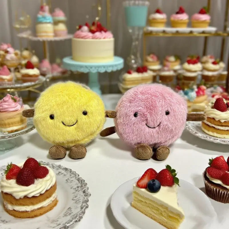 Macarrón de peluche de 12x15cm, juguetes Kawaii de comida rosa y amarilla, juguetes de dibujos animados de peluche para niños y niñas, regalos de cumpleaños y Navidad