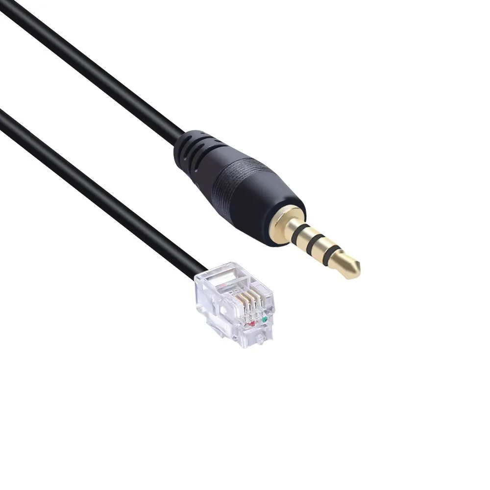 Telephone Line Male Socket Adapter, Bluetooth Earphone, RJ9 Crystal Head, 4P4C, Mobile Phone Audio Conversion Cable, 3.5mm