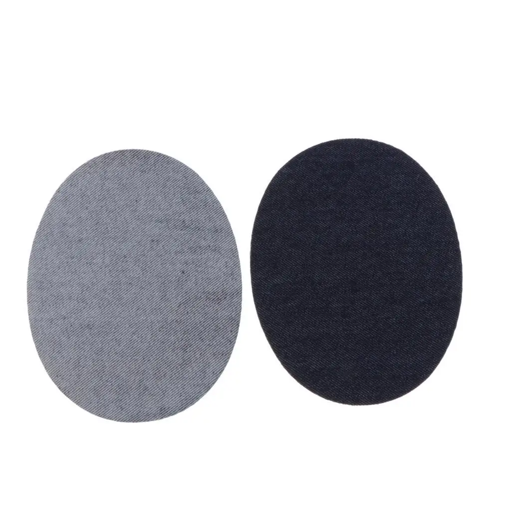 2-4pack 6 Pieces/Pack Denim Iron On Jean Patches Jeans Repair Oval Navy Blue