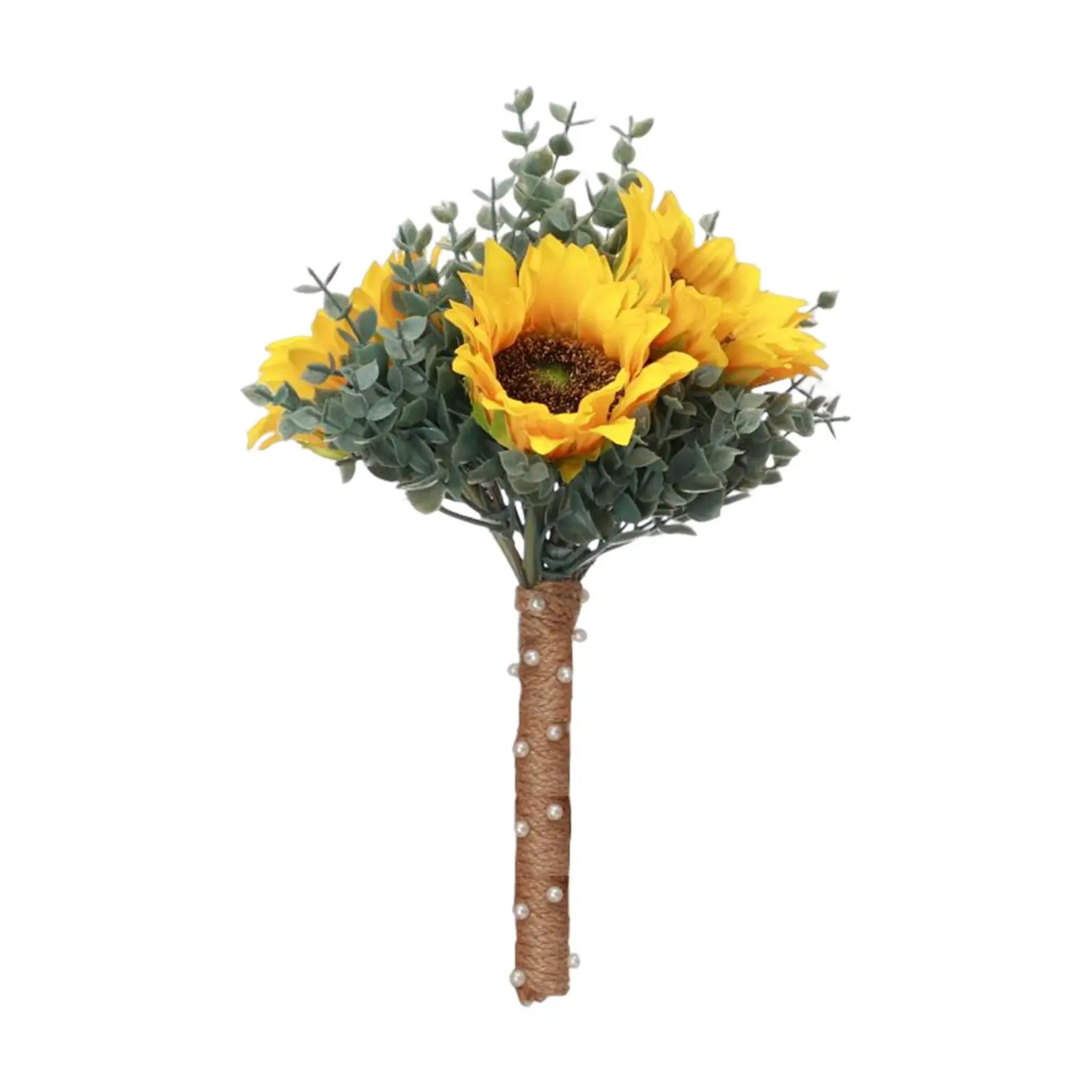 

Home Decoration Festival with Green Leaves Simulation Chic Versatile Ornament Bride Holding Flowers with Sunflower DIY Art Craft