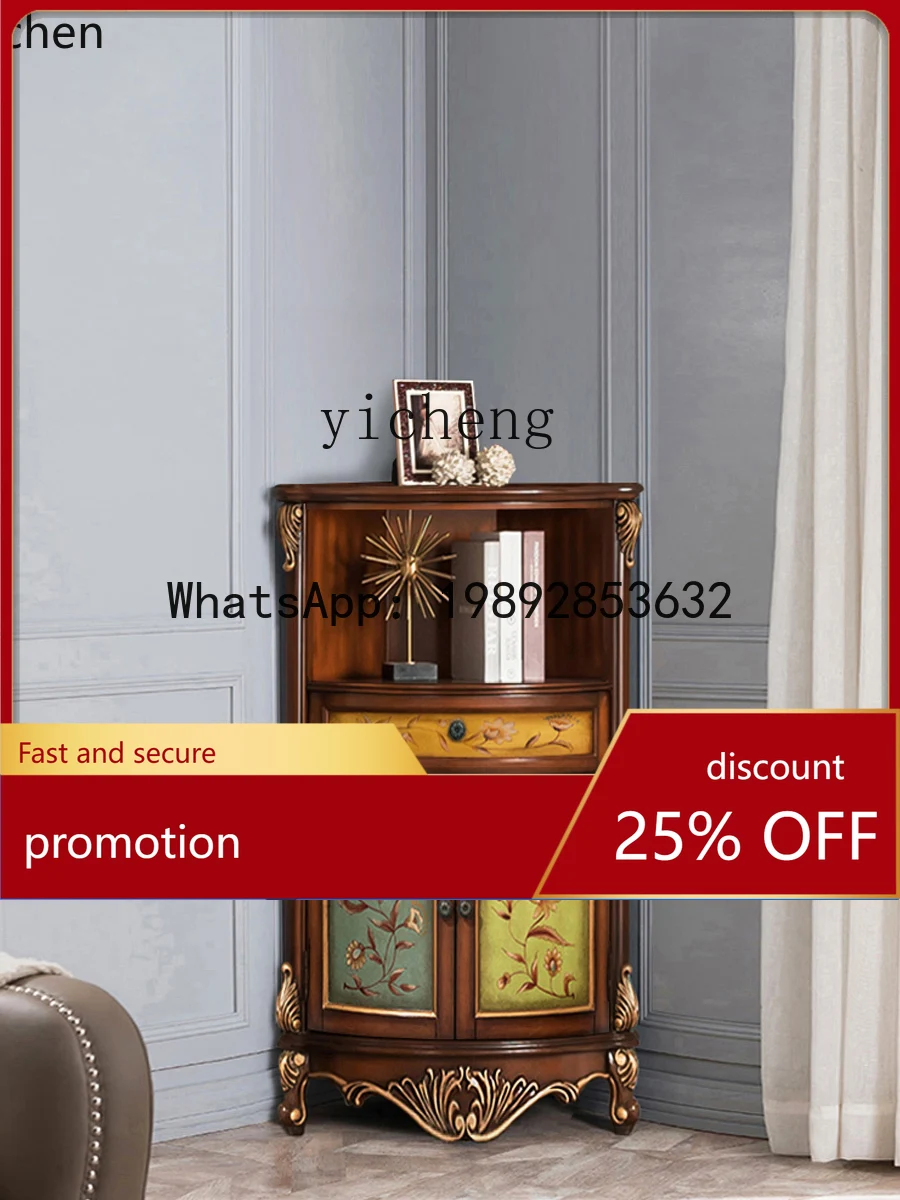 

HT Vintage Painted European Triangle Living Room Bedroom Wall Cabinet Triangle Cabinet