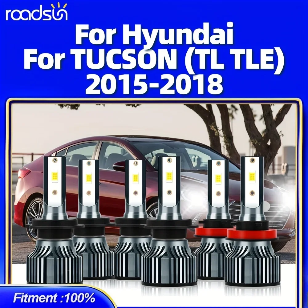 

Подходит для Hyundai TUCSON (TL TLE) (2015-2018), фары H7 Hi/LoBeam + H8, противотуманные фары, 6500K, белый светодиодный алюминиевый корпус, 6 шт.