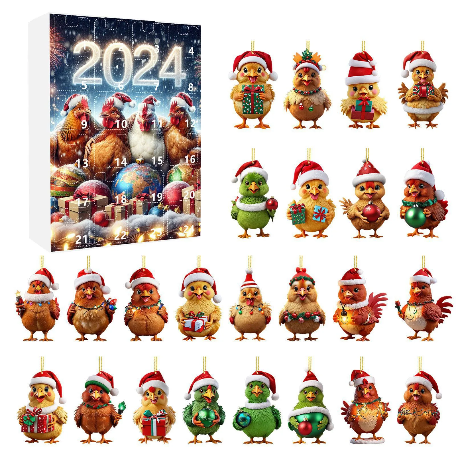 Home Decor 2024 Holiday Advent Calendar Advent Calendar Collectible 2d Funny Animal Set Commemorative Collectible Home Decor