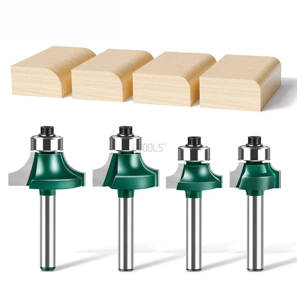 4 ชิ้น 6 มิลลิเมตรหรือ 1/4 "Shank ที่มีคุณภาพสูงขนาดเล็กมุม Round Router Bit สําหรับไม้ขอบงานไม้ Mill คลาสสิกเครื่องตัดบิตสําหรับไม้