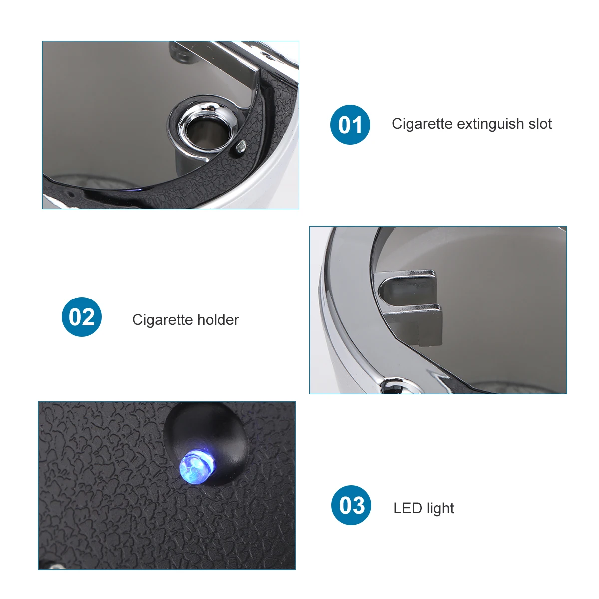 

Portable Car Ashtray Led Light Smokeless Self-Cleaning Cylinder Cup Holder For Car Office Home Fireproof Plastic Alloy Blue