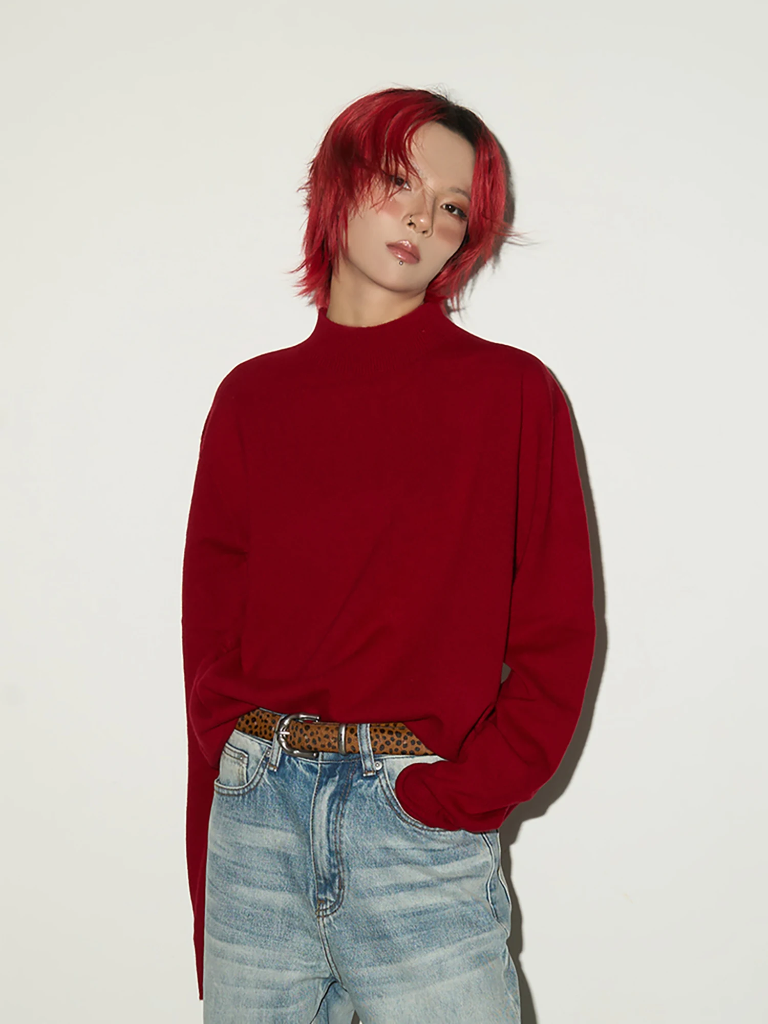 

MICHINNYON Американский шерстяной свитер в стиле ретро, теплый, для ношения под одеждой, женский, стандартный крой, с длинным рукавом, круглый вырез