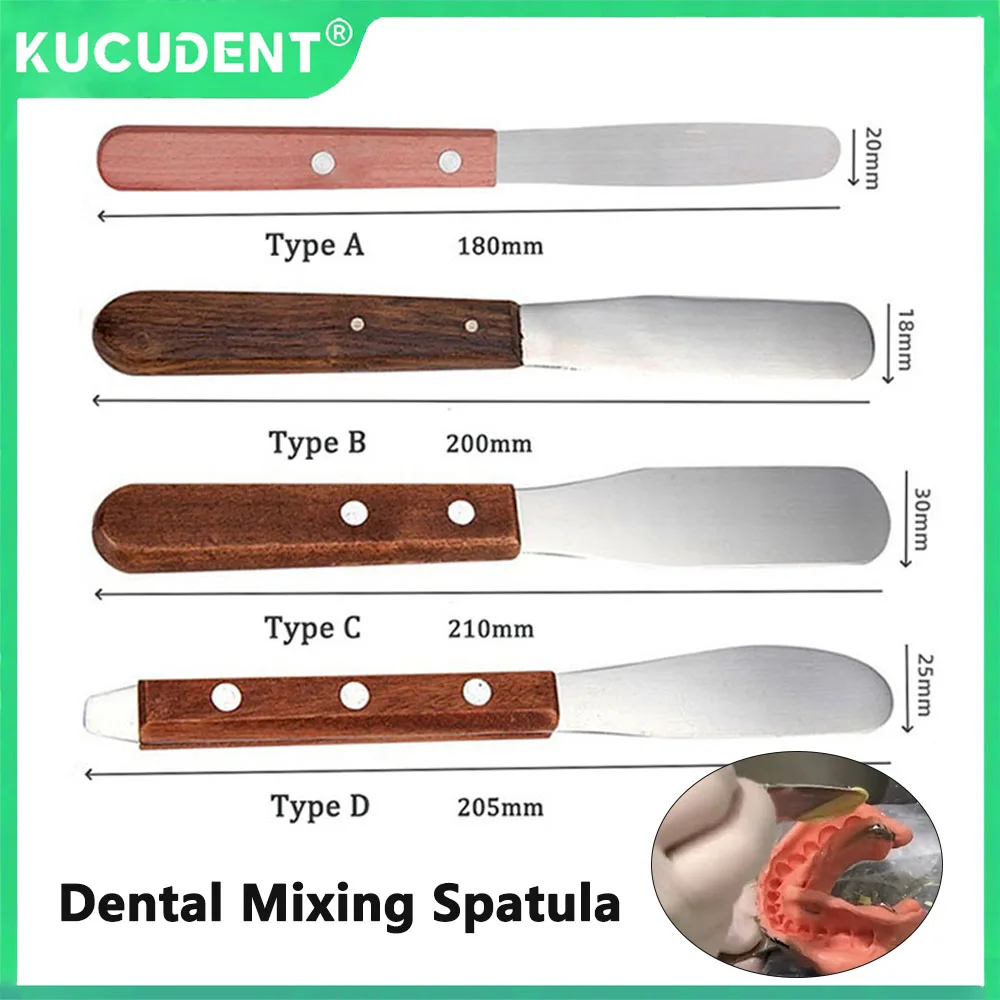 

1 Pc Dental Alginate Mixing Plaster Spatula Stainless Steel Knife with Wooden Handle Cement Powder Mold Impression Material Tool
