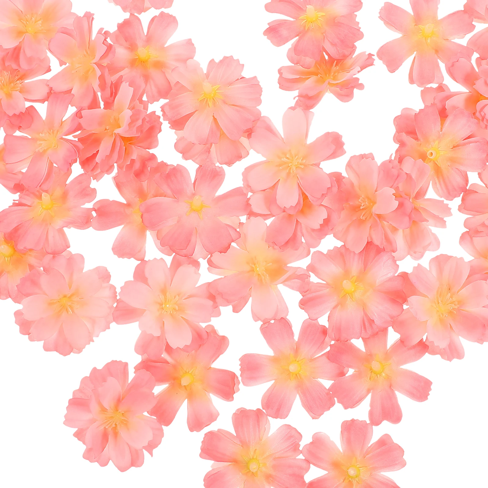 

100pcs Artificial Simulated Plum Blossom Heads Fake Flowers Plastic Mini Flower Decorative Faux Flower for Home Wedding Crafts