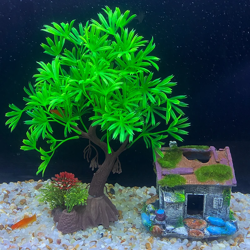 Fish Tank DIY Artificial Aquarium Decor Plants tree Ornament Aquatic Plant Grass Decoration Accessories 26cm/10.24inch