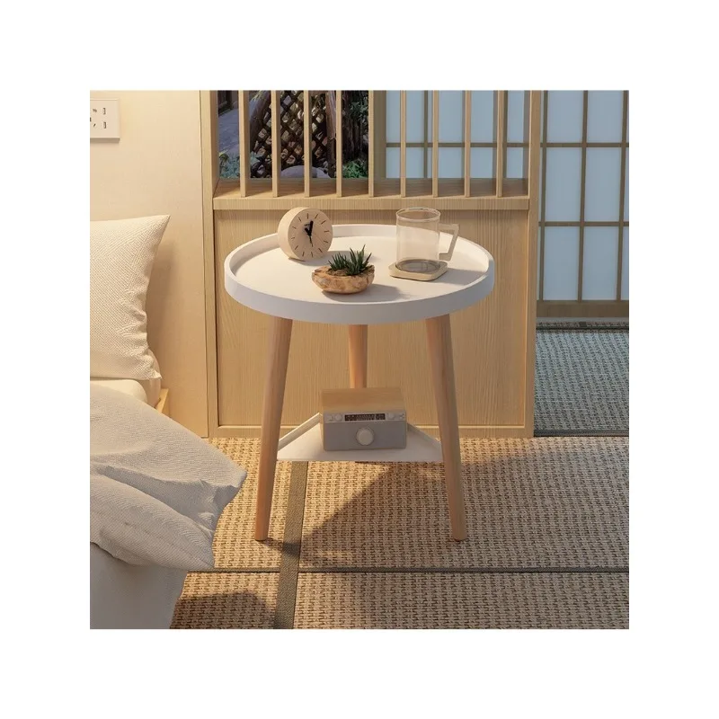 Round Table Nordic Modern Small Apartment Bedside Table Bedroom Coffee Table Shelves Rental House Balcony Small Coffee Table