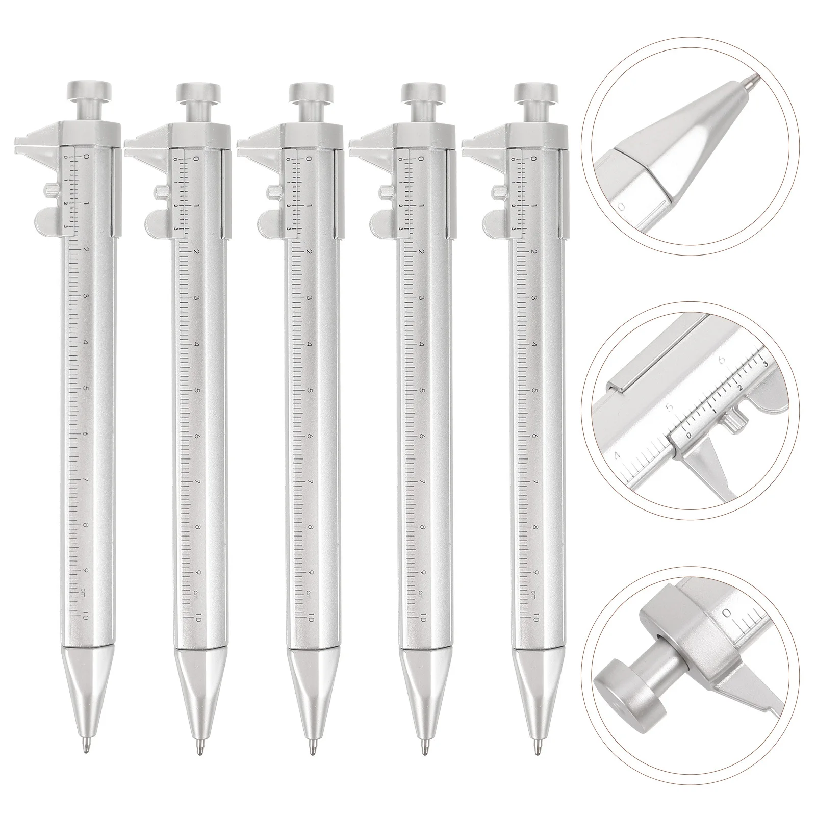 

5Pcs Engineering Caliper Pen Combines Ruler and Ballpoint Functions Ideal for Drafting Measuring Notetaking Robust Design