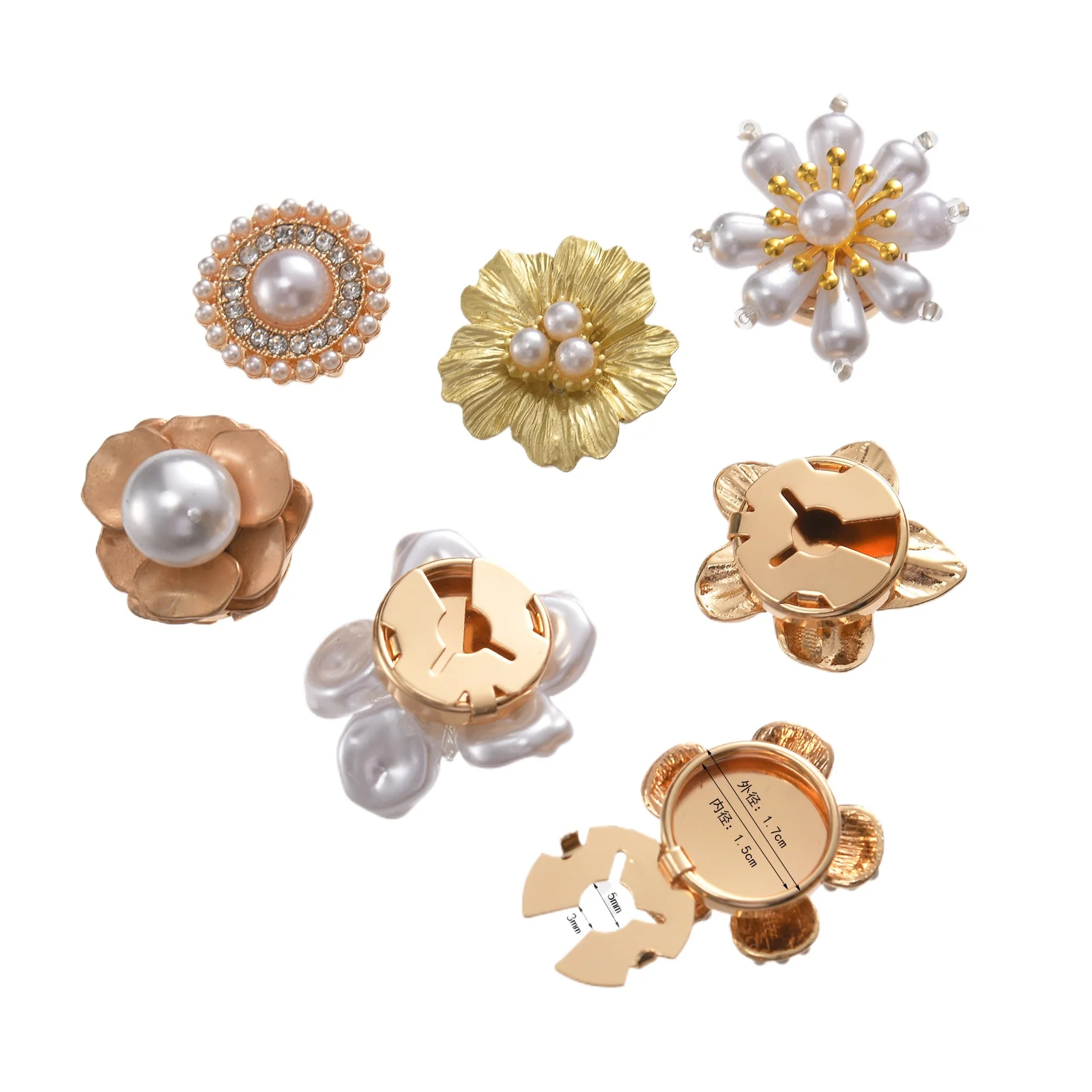 Neue Manschettenknöpfe mit Blumen-Strass-Perlen für Damen – exquisite Hemdärmel-Kragen-Clips, dekoratives Schmuck-Accessoire-Geschenkset