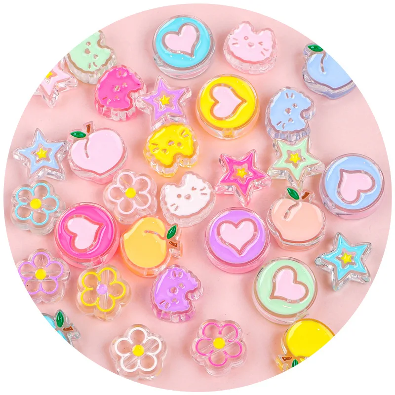 High Quality Acrylic Beads Cat Candy Heart Loose Spacer Beads for Jewelry Making Needlweork Bracelet Charm Necklace DIY Keychain