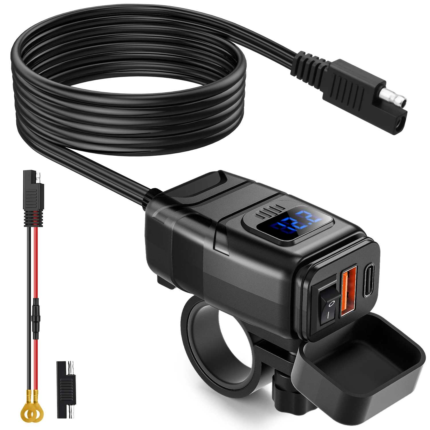 

USB-зарядное устройство Anchtek для мотоцикла, QC3.0, быстрая зарядка, водонепроницаемый адаптер 12В с вольтметром, аксессуары для мотоциклов