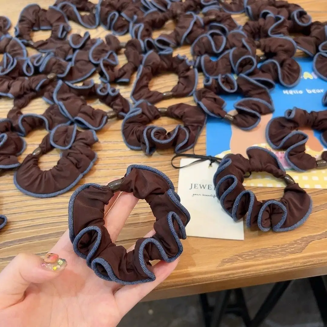 أنيقة Morandi اللون الفطريات حافة مرونة عالية الأمعاء قناع رباط شعر دائم الكرة رئيس ذيل حصان الشعر حبل إكسسوارات الشعر #1