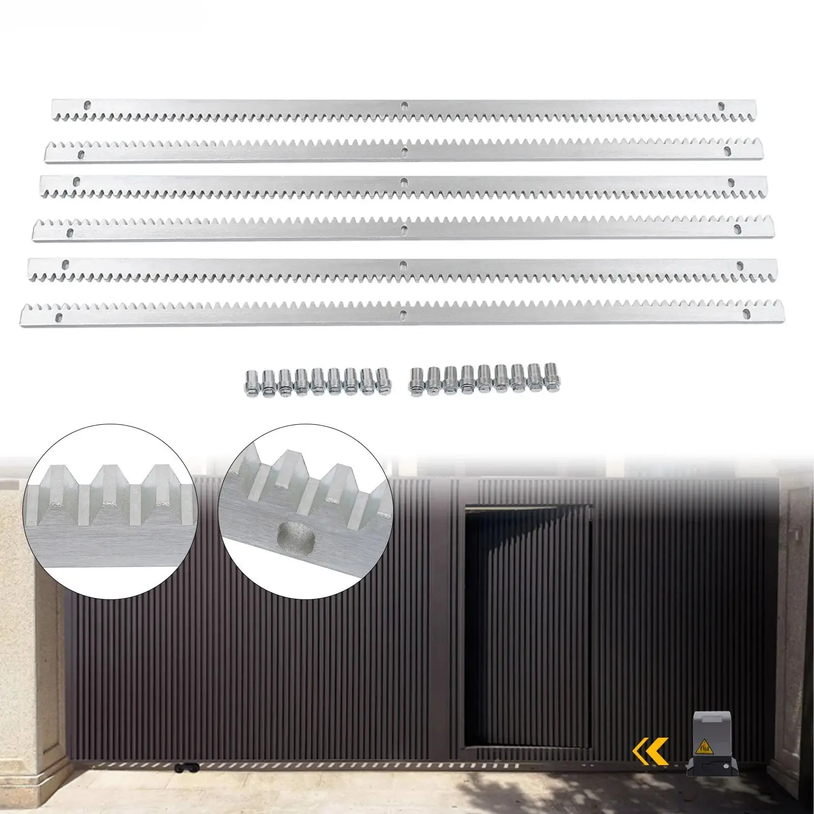 6 Pcs 1 meter Rails 12mm Metal Gear Rack 2000KG Load for Automatic Sliding Gate Opener