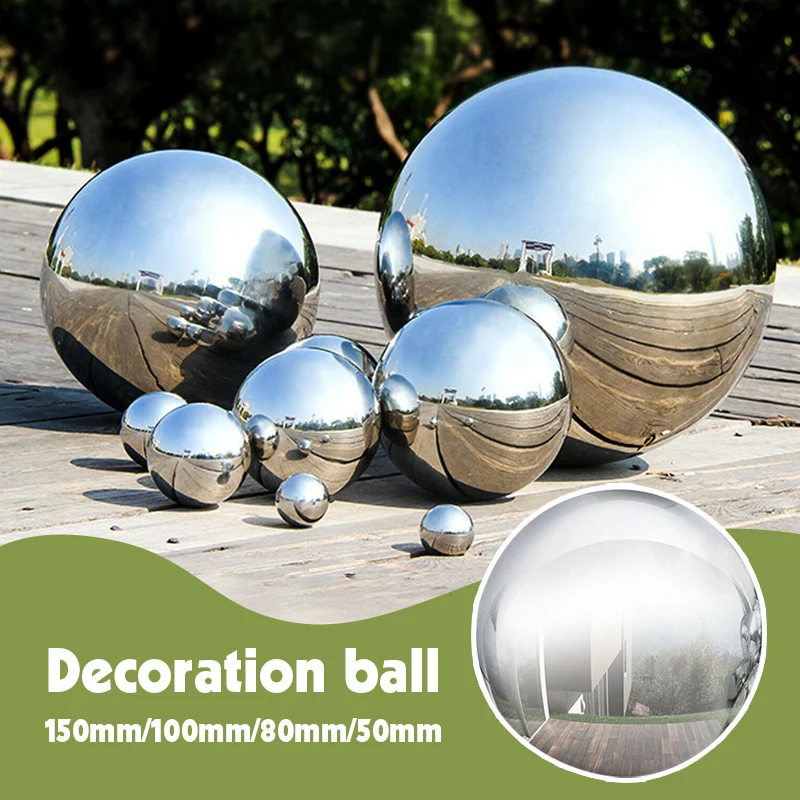 6Pcs Stainless Steel Gazing Balls Gloss Sphere Mirror Hollow Ball for Home Garden Decoration Ornament Crafts