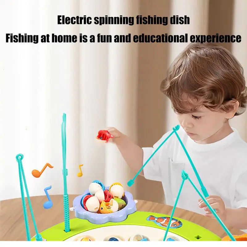 Juego de mesa de pesca para niños, divertido juego de mesa de pesca con imán eléctrico, tablero de pesca giratorio, juguete para educación temprana para niños