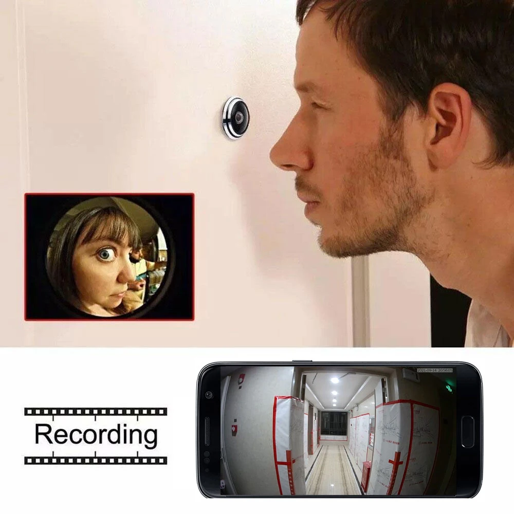 ICSEE 3MP HD Peephole WiFi Camera 170° Wide-angle Door Viewer Motion Detection Smart Home Security Wireless Cat-eye Auto Record