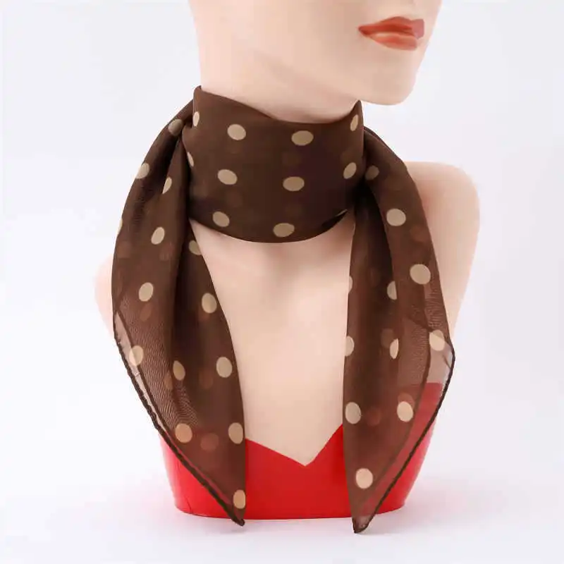 Summer Big Round Dot Small Silk Scarf Square Scarf Female Letter Silk Scarf Dance Scarf Korean Version Auntie Small Square Scarf