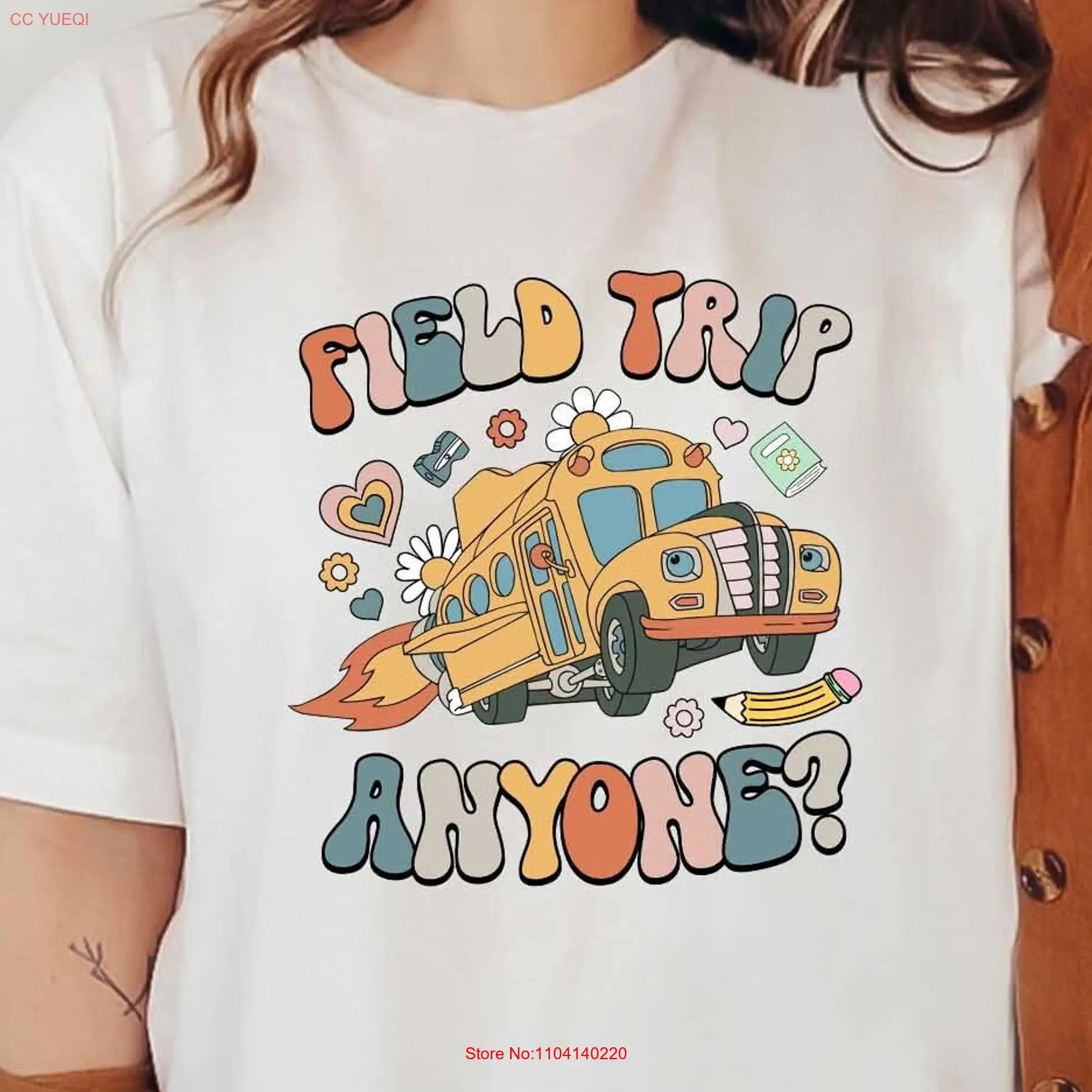 Field Trip Anyone T Shirt School Bus First Grade Teacher Teachers Day Pupil Science Class long or short sleeves