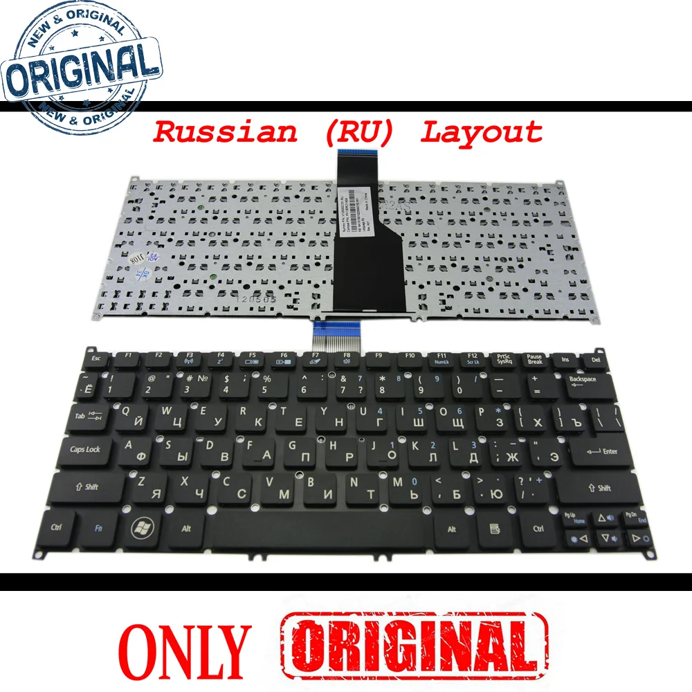 New Laptop Keyboard for Acer Aspire Ultrabook S3-391 S3-951 S5 S5-391, One 756, Travelmate B1 B113 Black Russian RU - V128202CS1