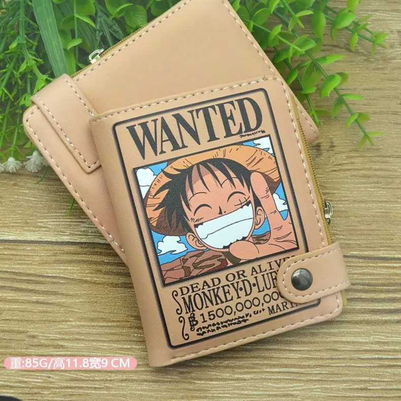 One Piece Snap-fastener Foldable Wallet Anime Figures Luffy Skull Children Cartoons Cosplay Chopper Coin Purse Birthday Gifts