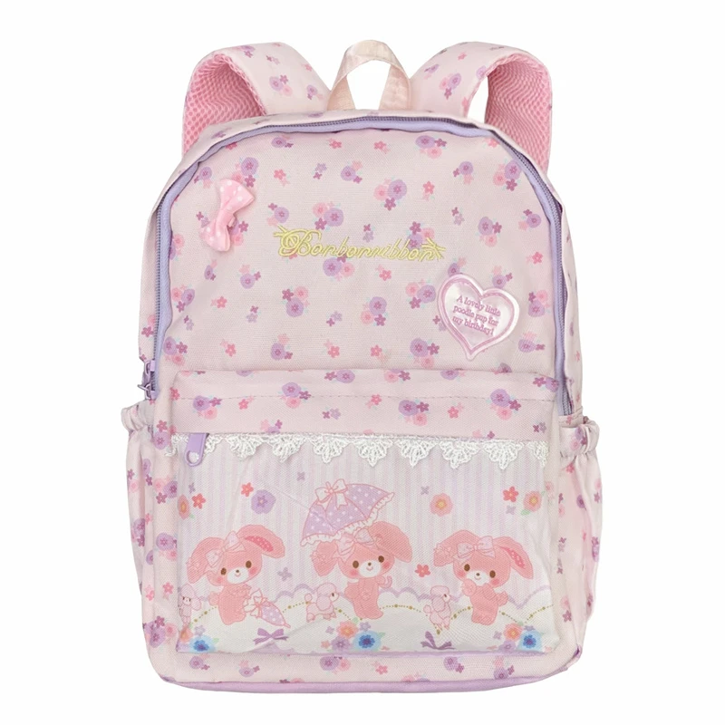 Cute Bonbonribbon Backpack for Girls Kawaii Pink Bags Cartoon Anime Bunny School Backpack Schoolbag Satchels Bagpack
