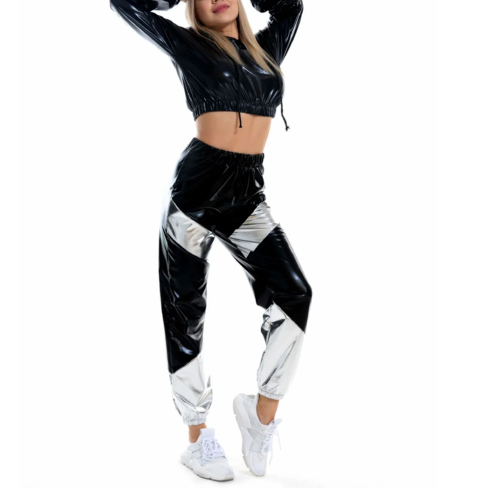 

Street Dance Adult Hip-hop Dance Clothes Women Pant Suit Tracksuit Wear Catwalk Set Korean Group Costume Dazzling Dance Wear