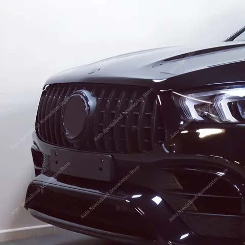 메르세데스-벤츠 W167 GLE AMG-line/GLE 53 2020-2023 Pre-Facelift 글로스 블랙 GT 스타일 앞 범퍼 바 그릴 그릴 바디 키트