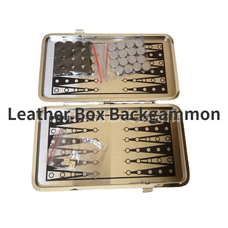 

Aluminum Chess Backgammon Box Set, Black Leather Box, Foreign Trade, Hot Sale, High-end