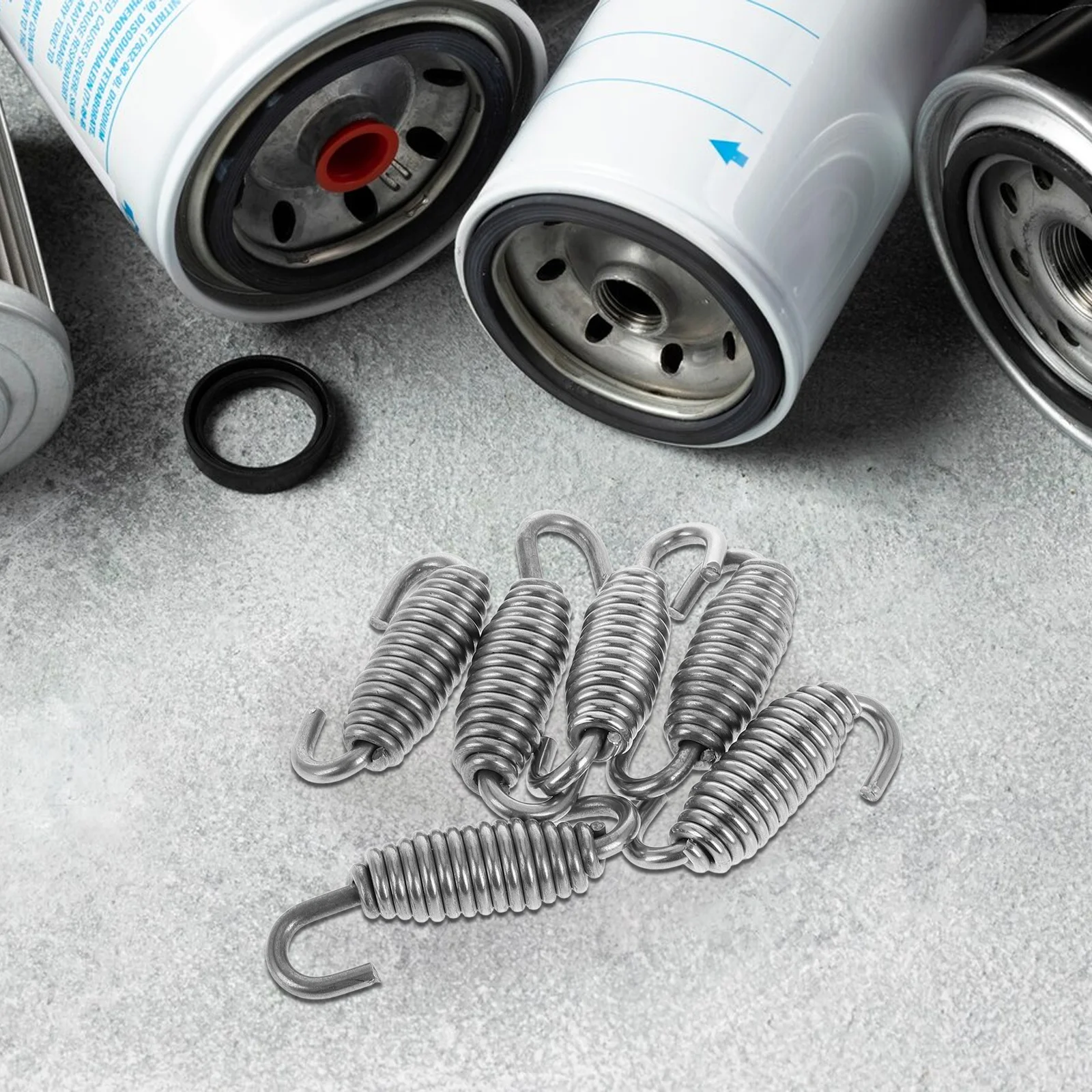 

6PCS Stainless Steel Motorcycle Exhaust Pipe Springs High Temp Resistant Universal Stretch Tension Spring for Muffler Noise