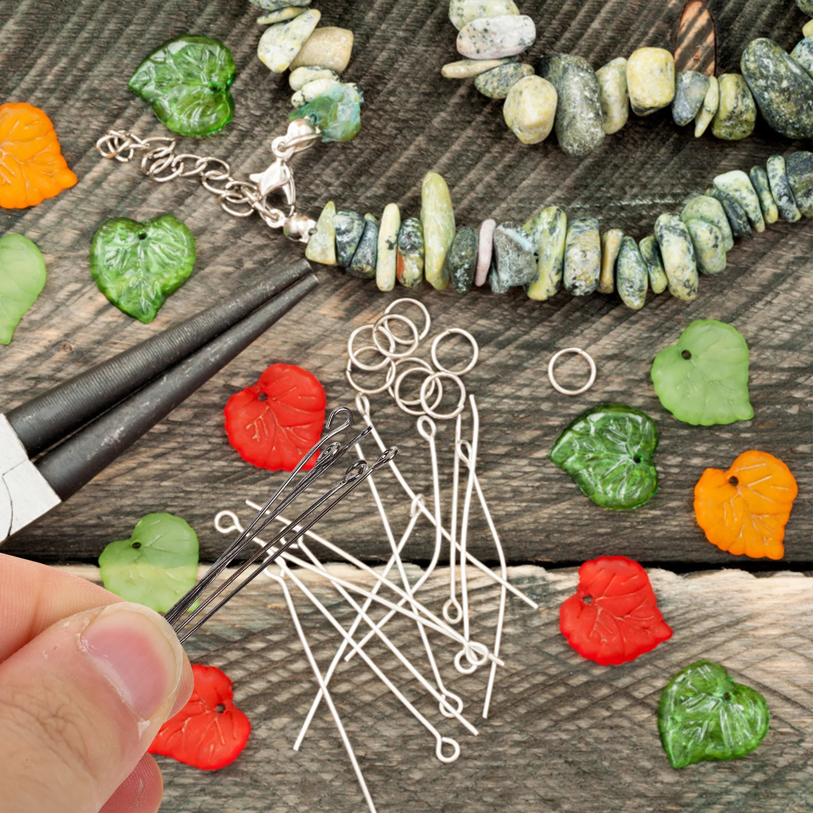 500pcs Head For Jewelry Eye Pin Jewelry Making Metal Eye Pin With End Beaded Links Dangles Connector Supplies