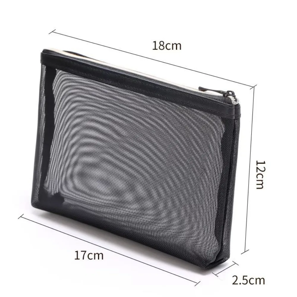 

Portable Large Capacity Mesh Makeup Bag Dustproof Nylon Makeup Brushes Bag Transparent Zipper Cosmetic Bag Travel