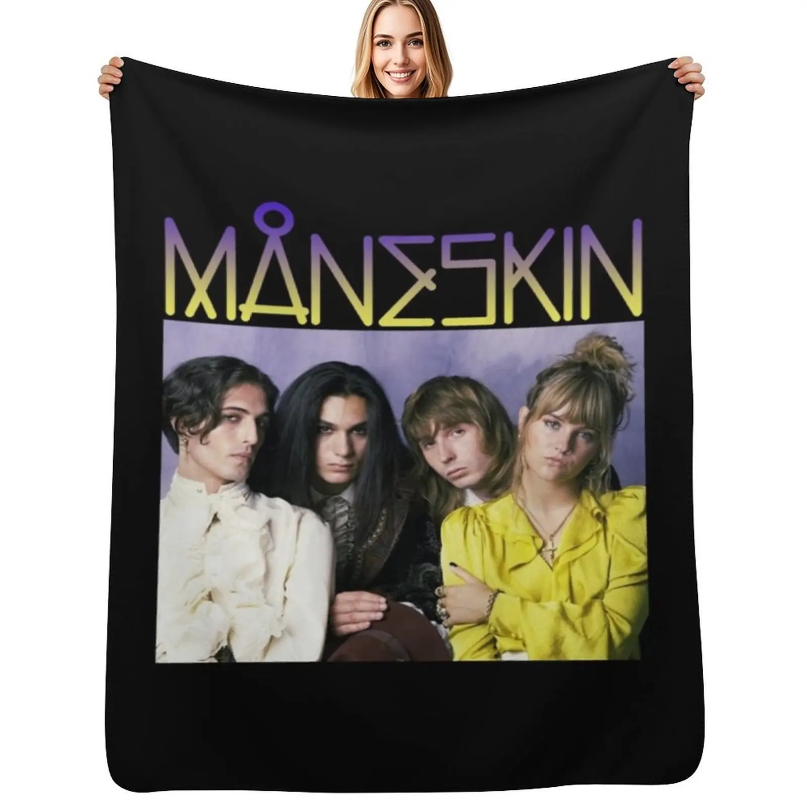 Maneskin Throw Blanket Softest Luxury for babies Retros Polar Thin Blankets