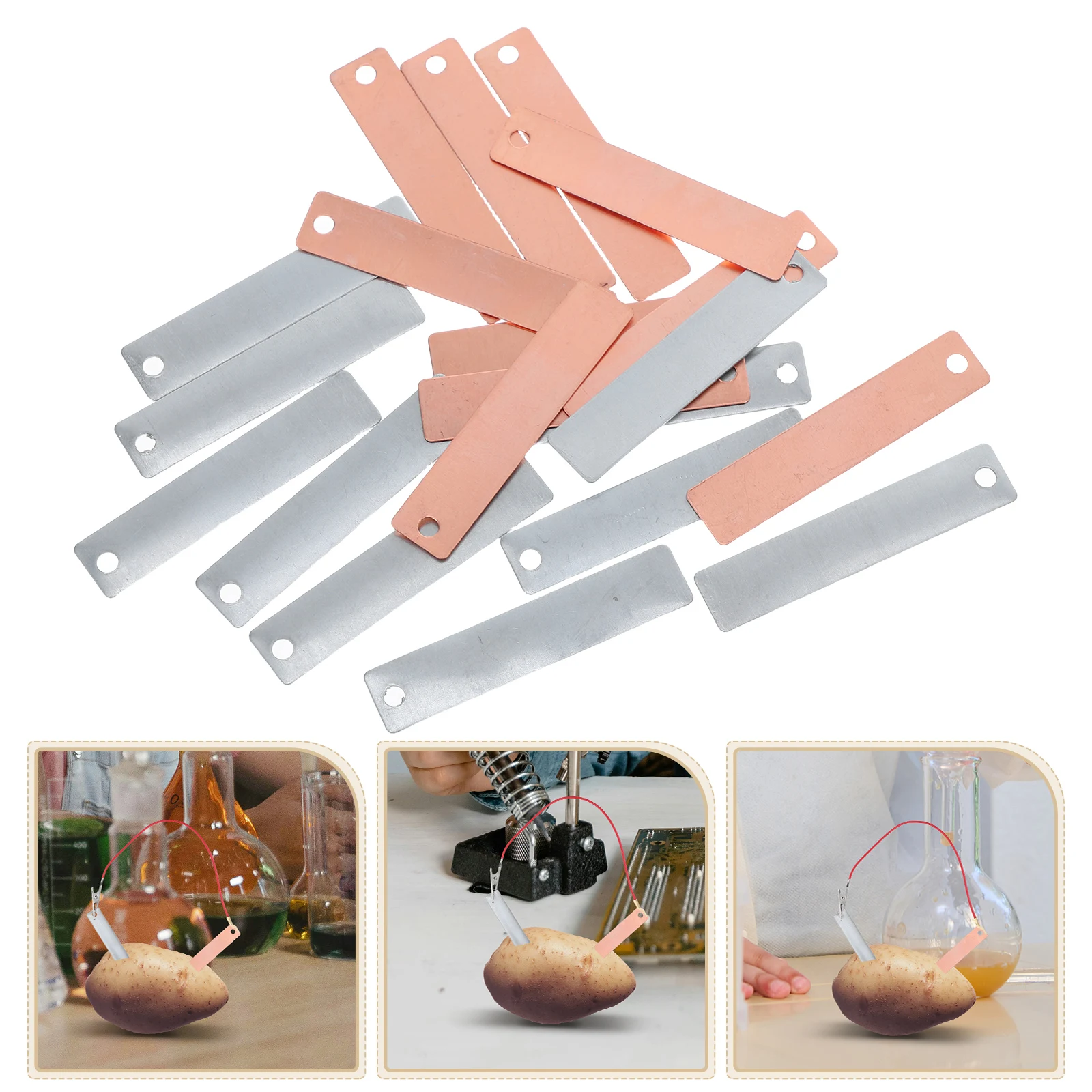 10 Pairs Copper Zinc Electrode Sheets Physics Teaching Experiments Fruit Supplies Science Lab Tools Copper Strips Zinc