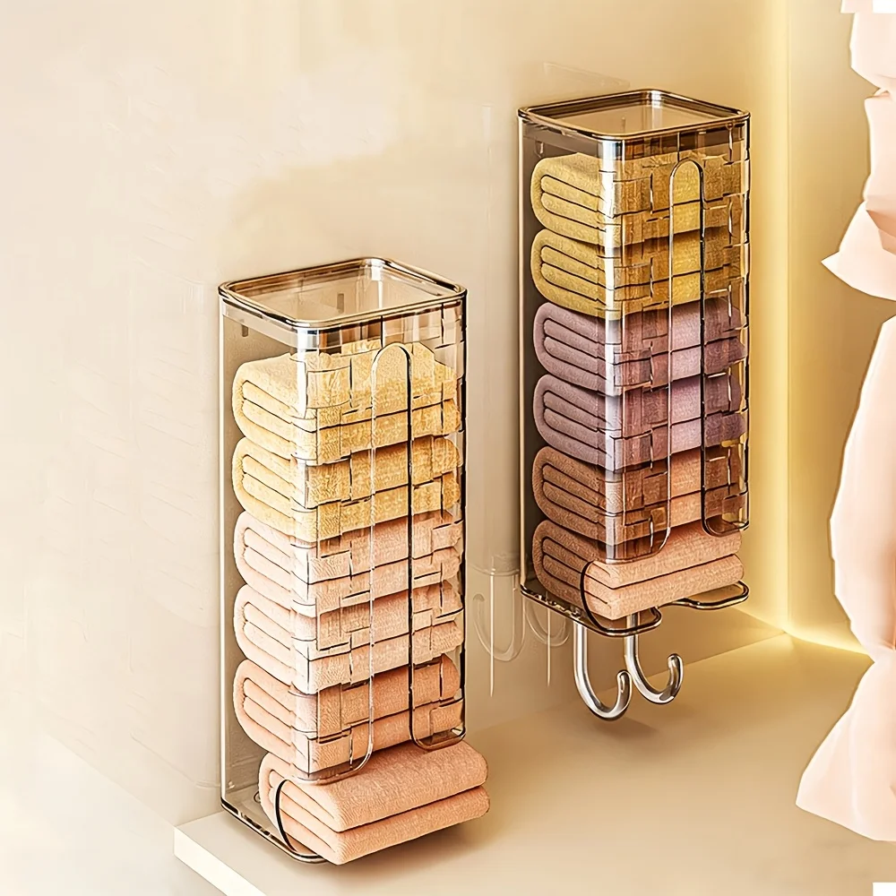 Desktop Dustproof Closet Organizer Box, Punch‑Free Wall‑Mount Storage Rack for Socks Underwear Lingerie