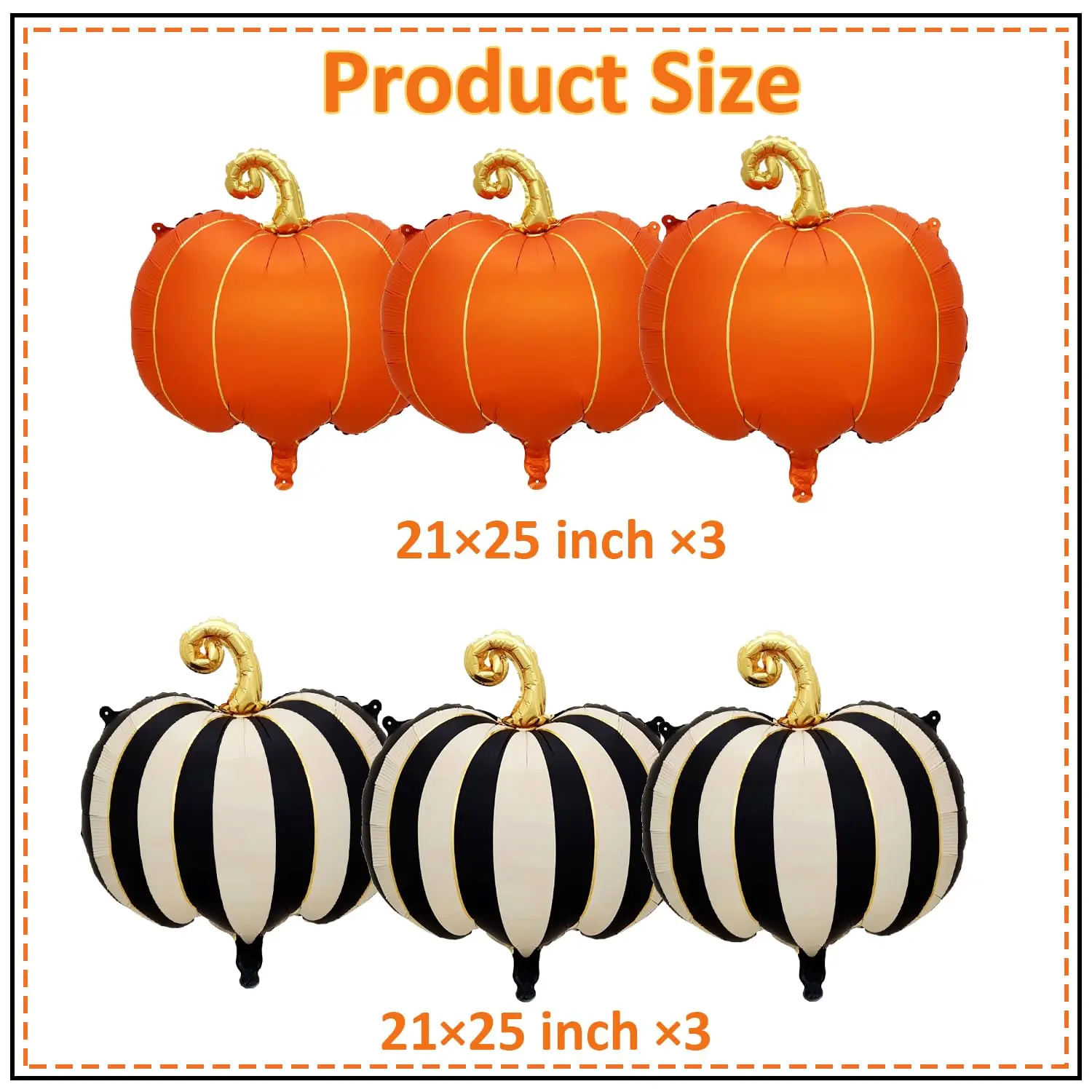 Halloween Pumpkin Balloons Black White Striped Orange Gold Thread Pumpkin Foil Balloons Halloween Party Decoration Haunted House