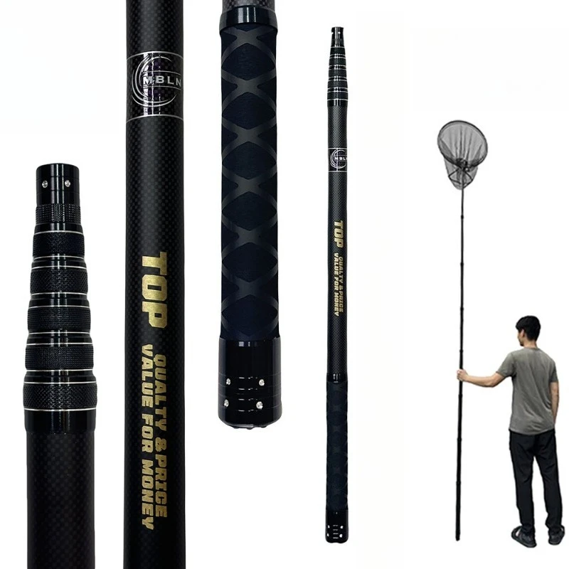 

Carbon Ultra-light Hard Large Capacity Mesh Rod Telescopic Lightweight Portable Fishing Net Rod Fishing Tackle Tools Equipment