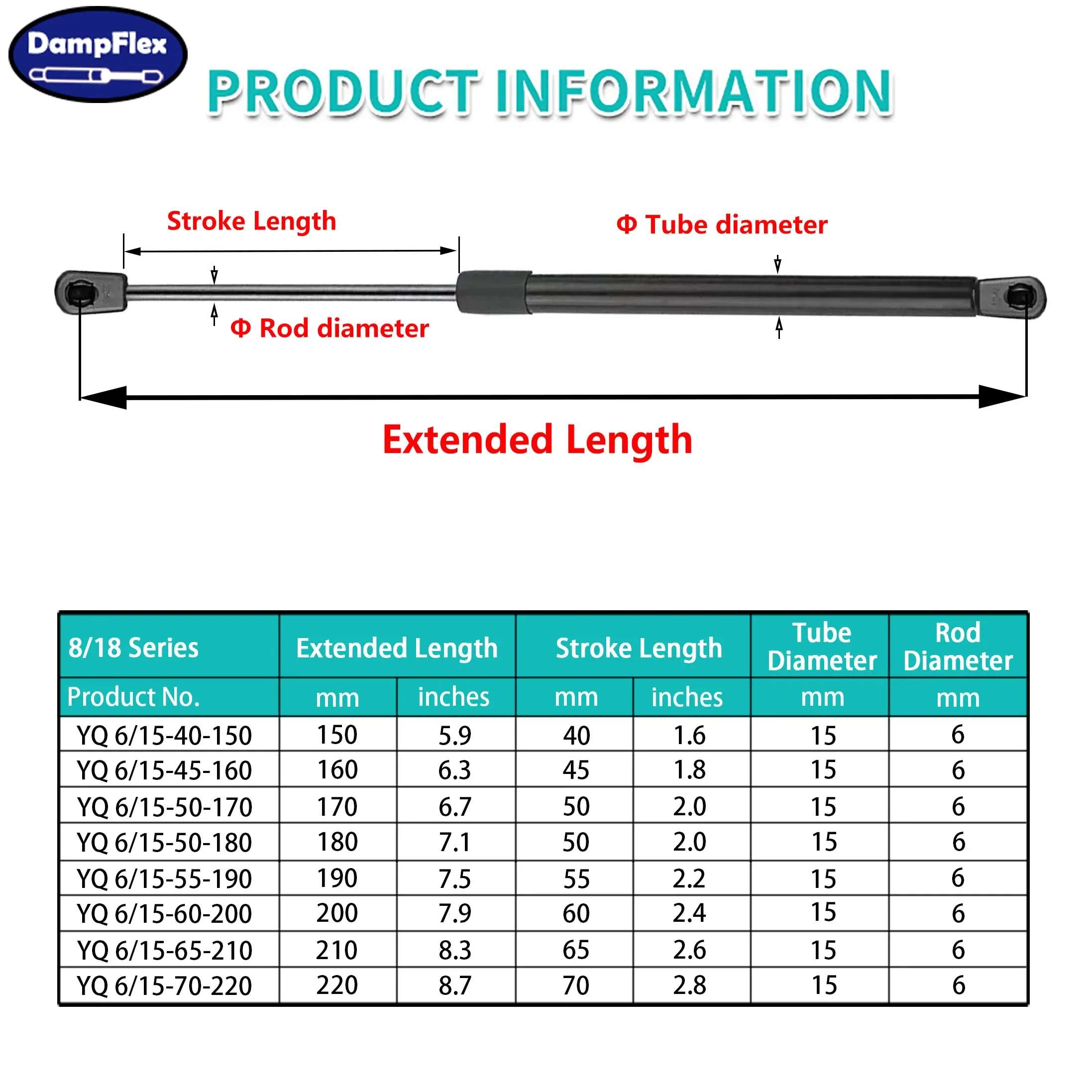 1PC 150N 150-220mm Universal Gas Spring Nylon End Fitting Lift Support Trunk Tailgate Strut Bar Replacement Gas Strut Suspension