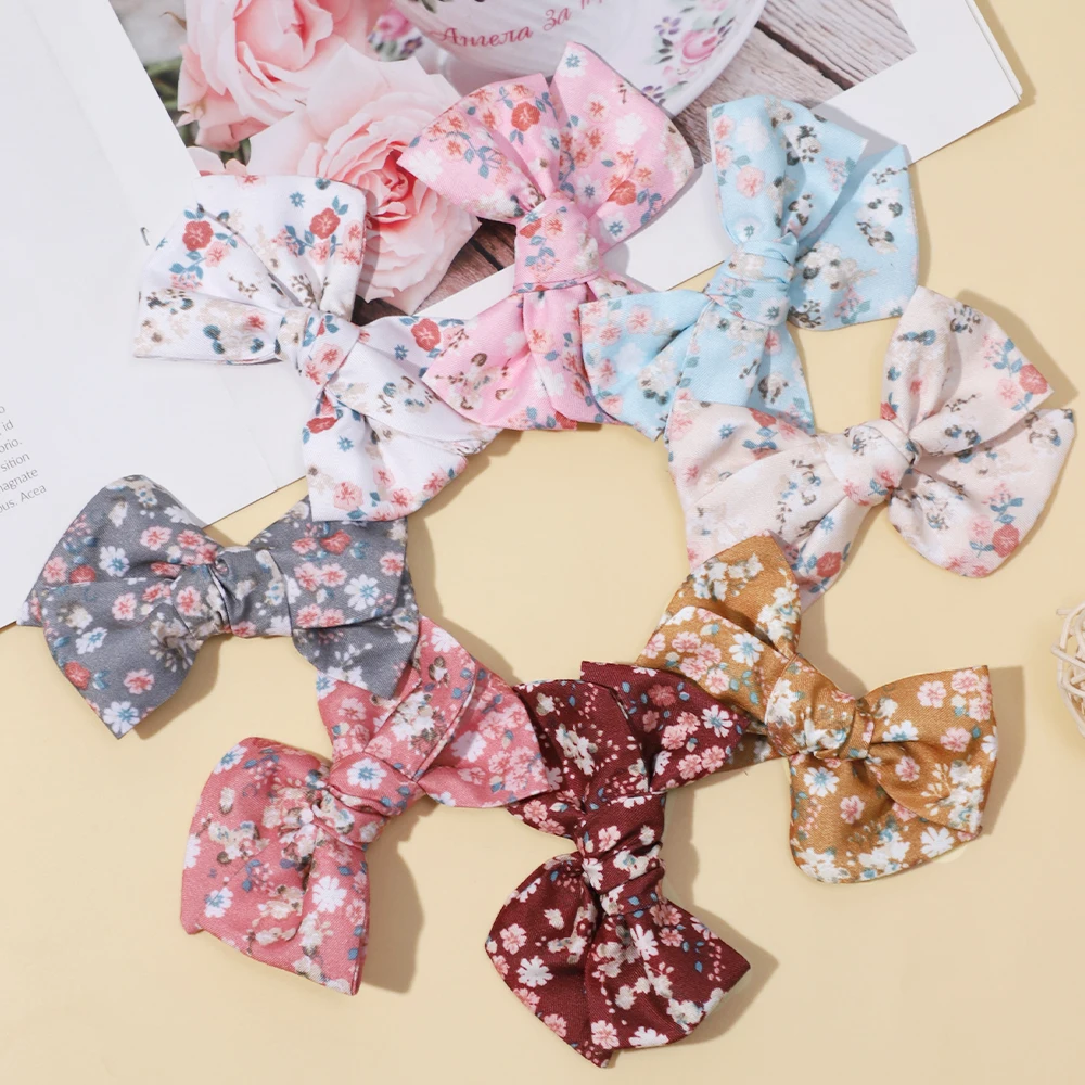 Stylish Simple Girl Sweet Print Bows Hair Clips Children Barrettes Duckbill Clip Headwear Newborn Summer Girls Hair Accessories