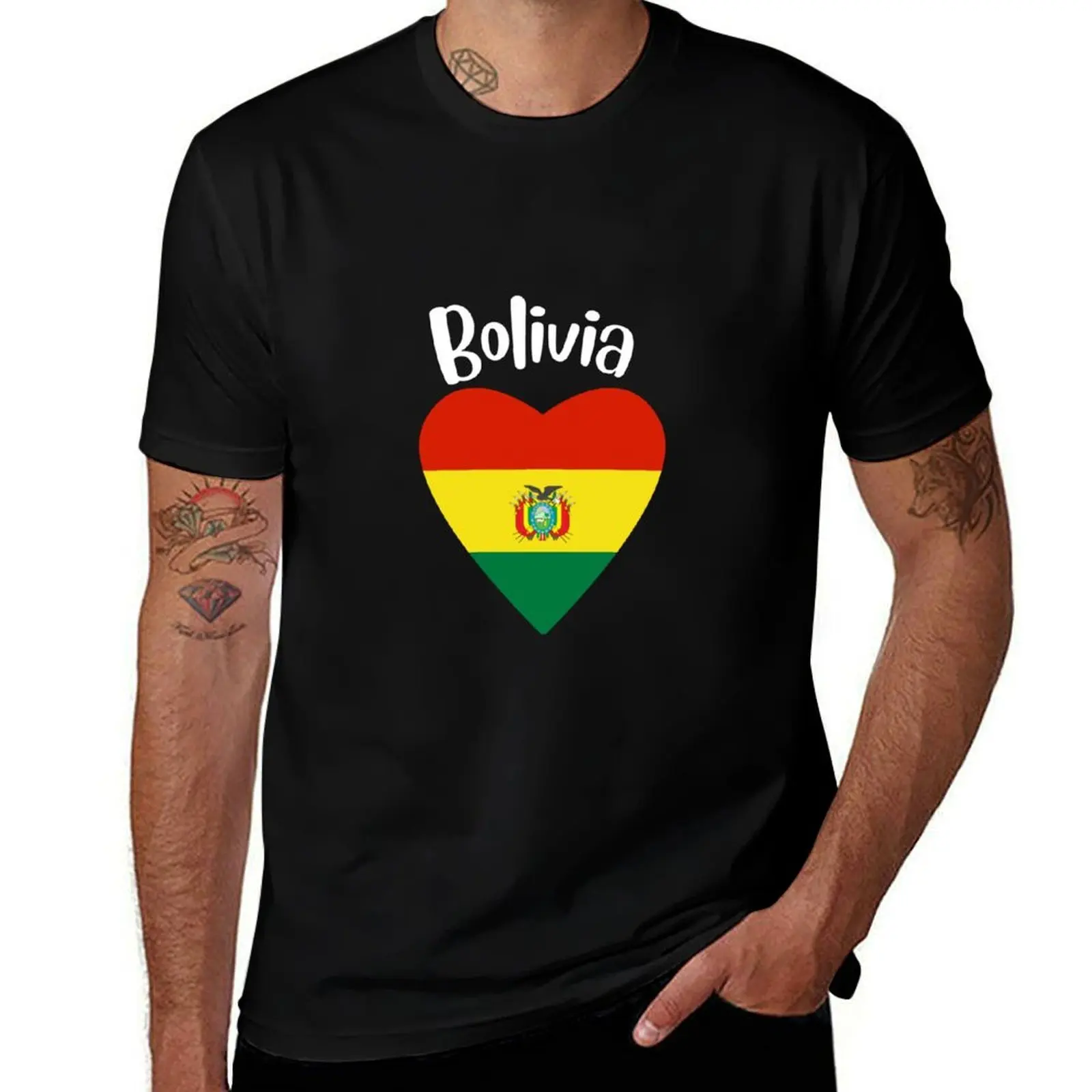 

Bolivia Flag In Heart I Love Bolivia T-Shirt kawaii clothes gifts for boyfriend luxury t-shirt mens graphic t-shirts anime
