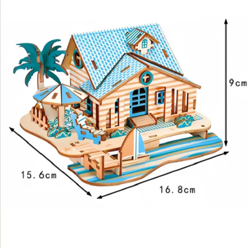 OUZEY 19 مجموعات ثلاثية الأبعاد لغز خشبي للأطفال لتقوم بها بنفسك تجميع لعبة مصغرة بناء نموذج لمنزل هدية عيد الأطفال والكريسماس #5