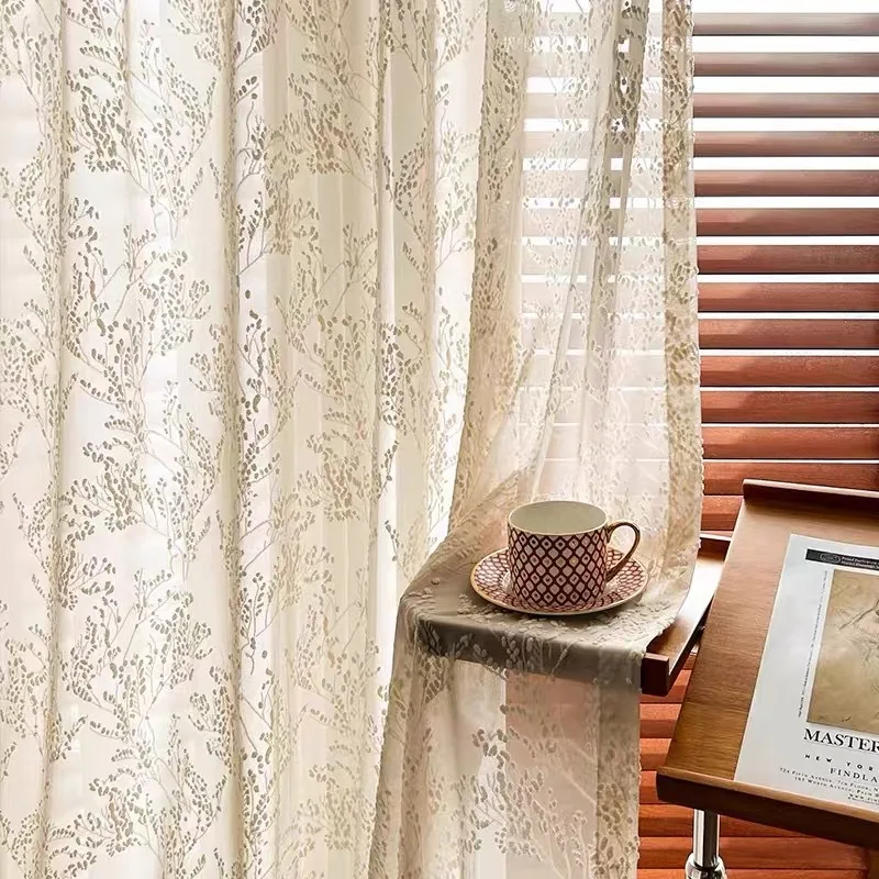 1PC modern minimalist solid color mirrored plant hollow curtain, lets light through but not people, cozy and warm design, rod po