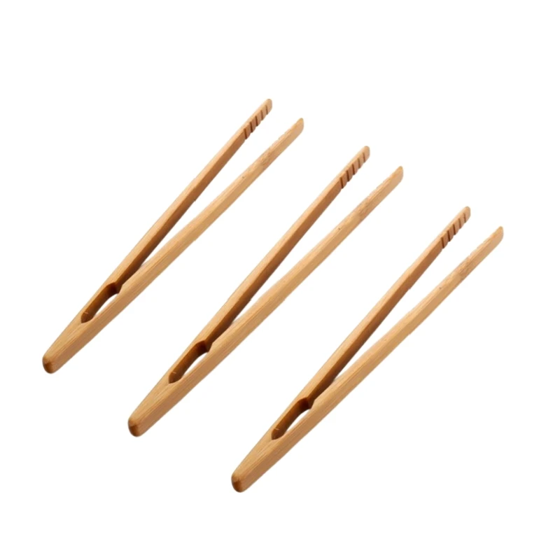 Pinces à thé en bois à tête incurvée/droite de 17cm, 3 pièces, pinces à thé Anti-brûlure, pincettes en bambou, accessoires de cérémonie du thé