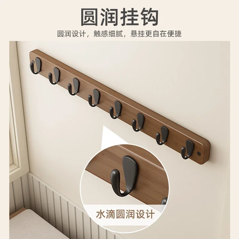 No Drill Door Back Coat Hanger Wall Mounted Space Saving Entryway Hallway Clothes Rack for Home Bamboo Coat Hooks - view 5