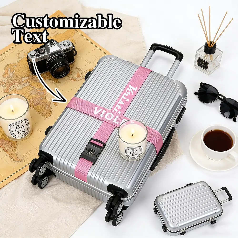 【Customized】Personalized Luggage Strap with Name/Text, Buckle Design, Anti-Theft, Suitable for Business and Leisure Travel, Customized Travel Accessories, Safe and Easy to Identify - Basic Style, Casual Style, Fashionable Style, Security Luggage Strap, Suitable for Long-Distance Travel and Vacations
