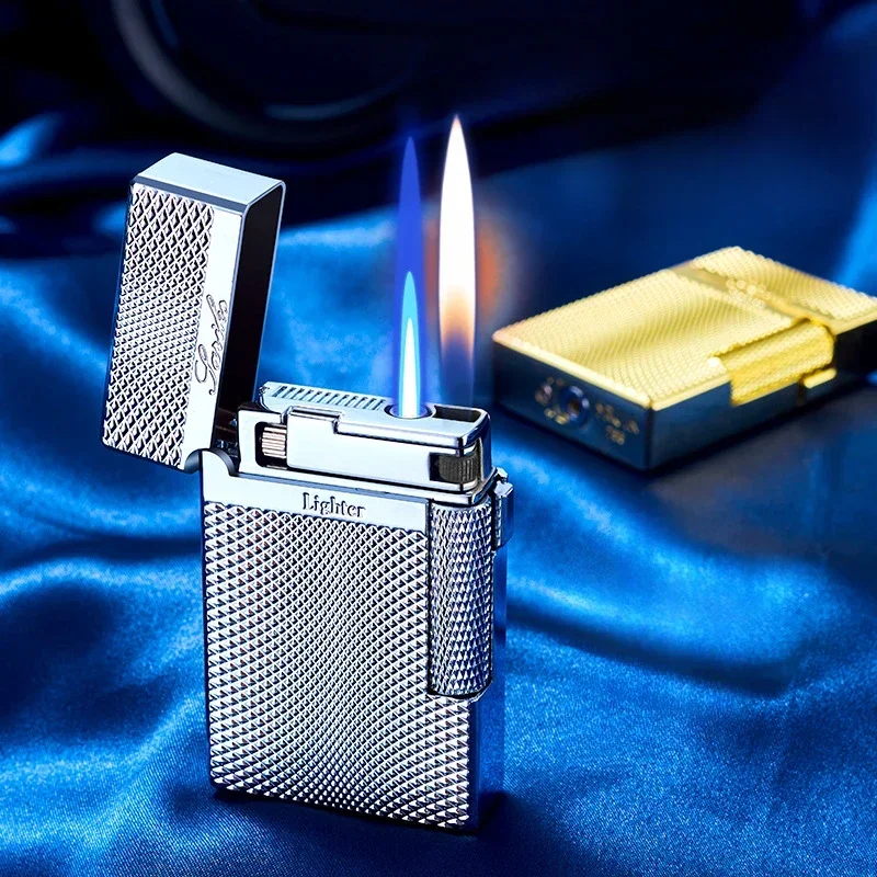 Double Fire Switching Lighter Three Styles Plated Metal Inflatable Lighter Smoking Accessories Cool Men\'s Gift Lighters Gadgets